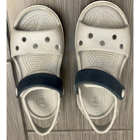Crocs Kids Crocband Cruiser Sandals Size C 10 Light Gray/Navy Blue - Picture 1 of 13